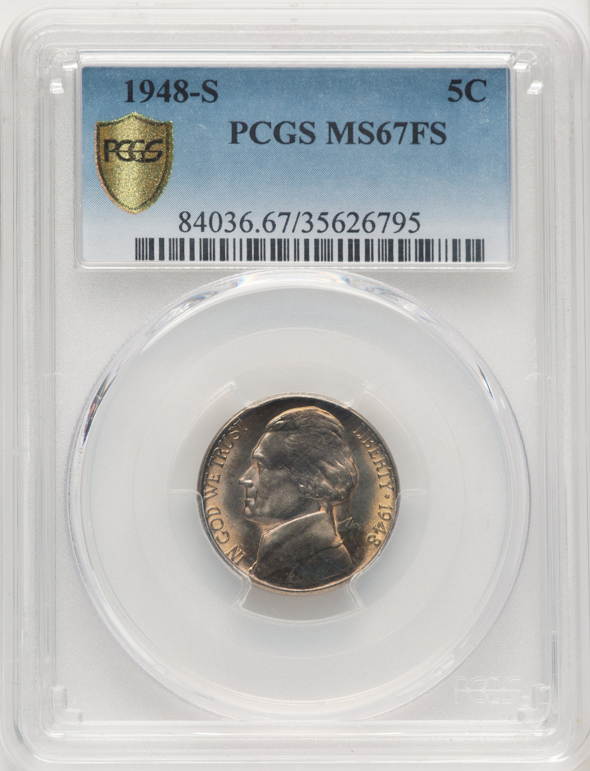 1948-S 5C FS Jefferson Nickel PCGS MS67 - LCR Coin