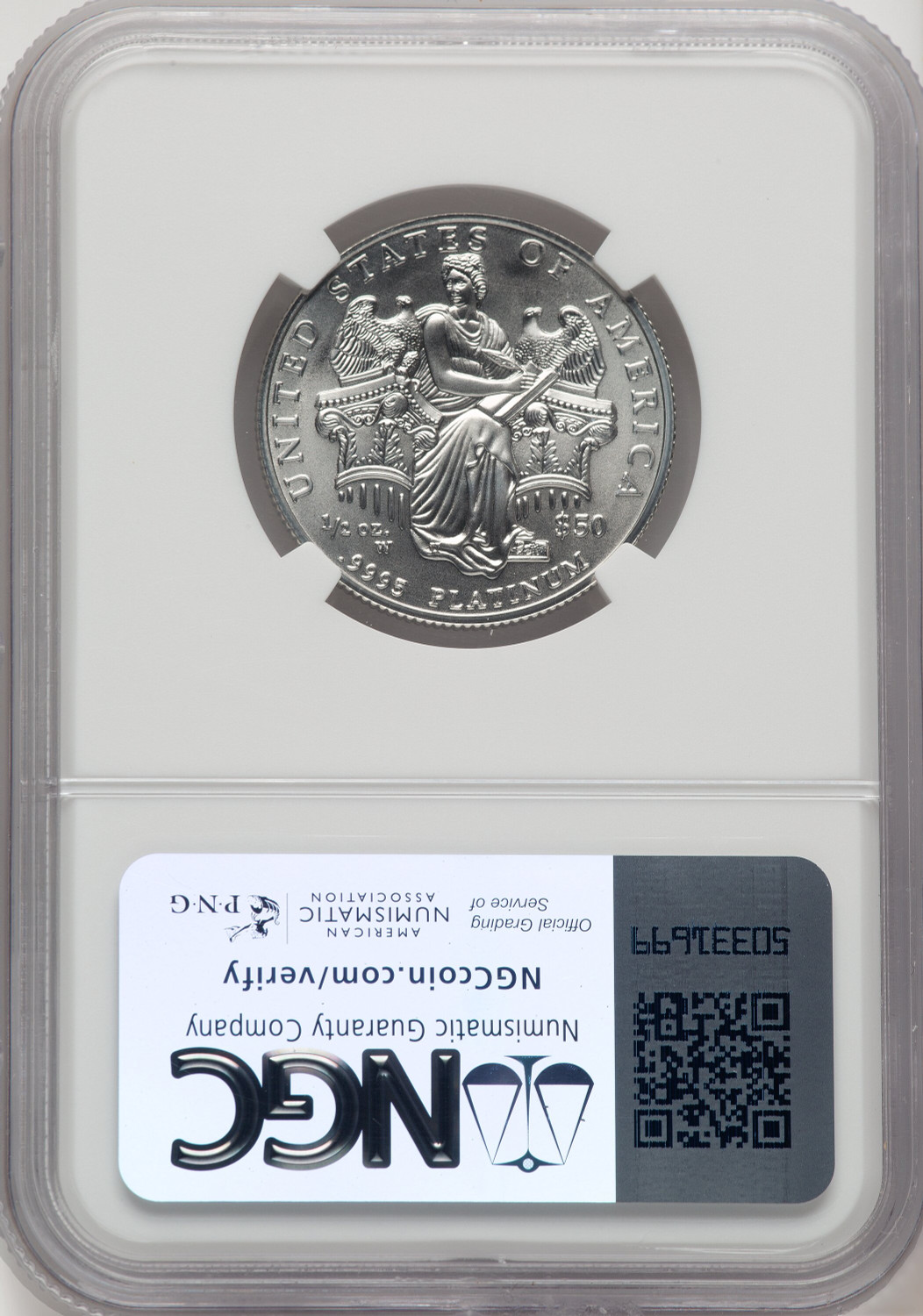2006-W $50Half-Ounce Platinum Eagle Burnished Brown Label NGC MS70