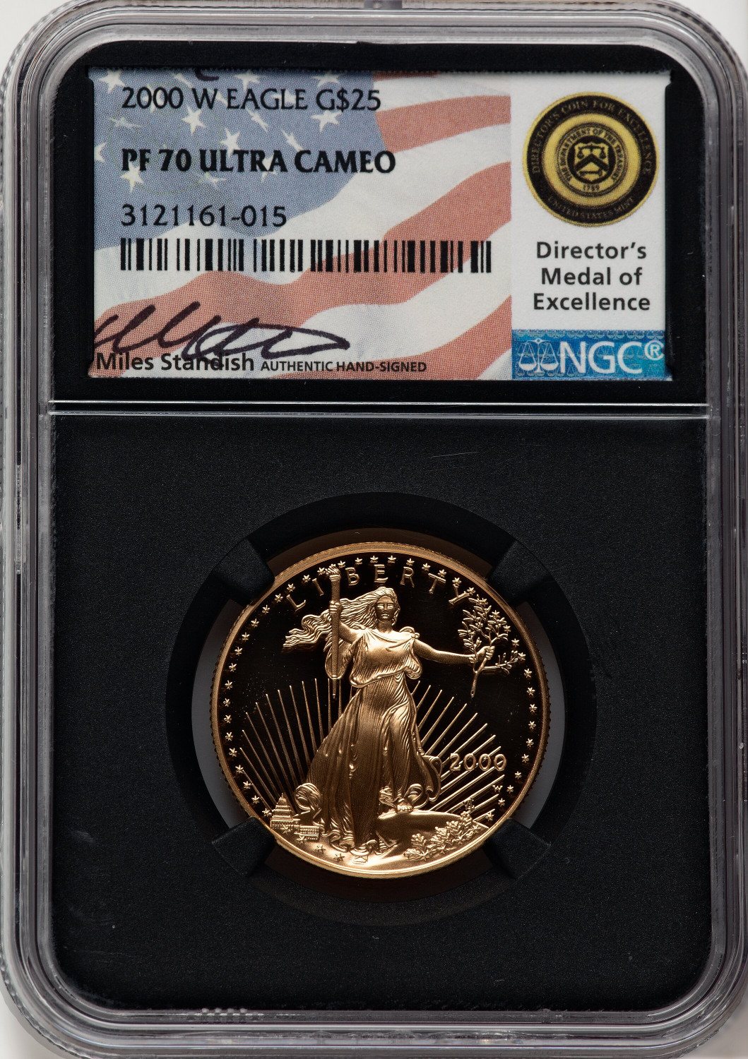 2000-W $25 Half-Ounce Gold Eagle Miles Standish NGC PF70 - LCR Coin