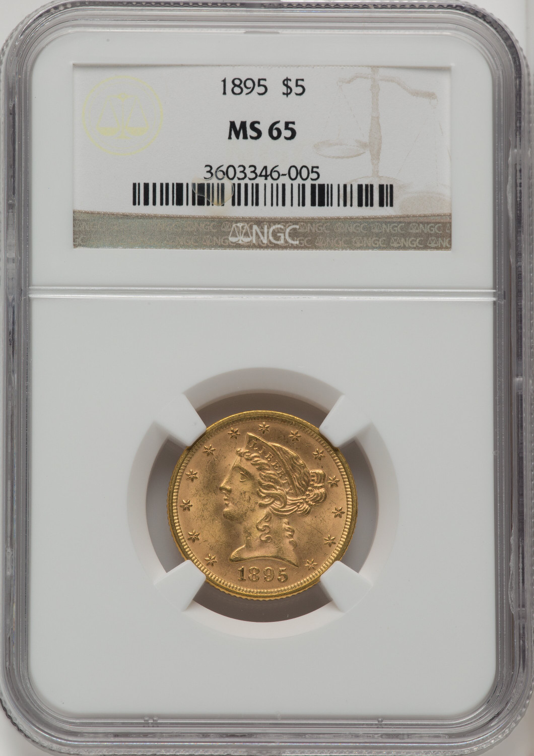 1895 $5 Liberty Half Eagle NGC MS65 (772744054)