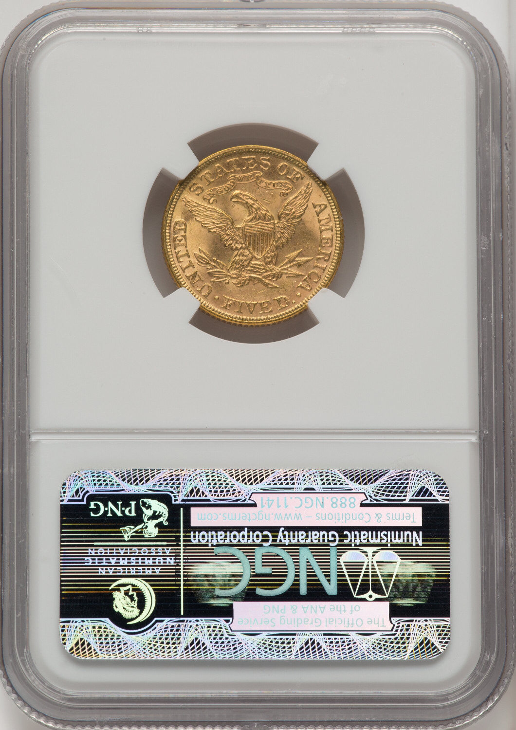 1895 $5 Liberty Half Eagle NGC MS65 (772744054). Second Image