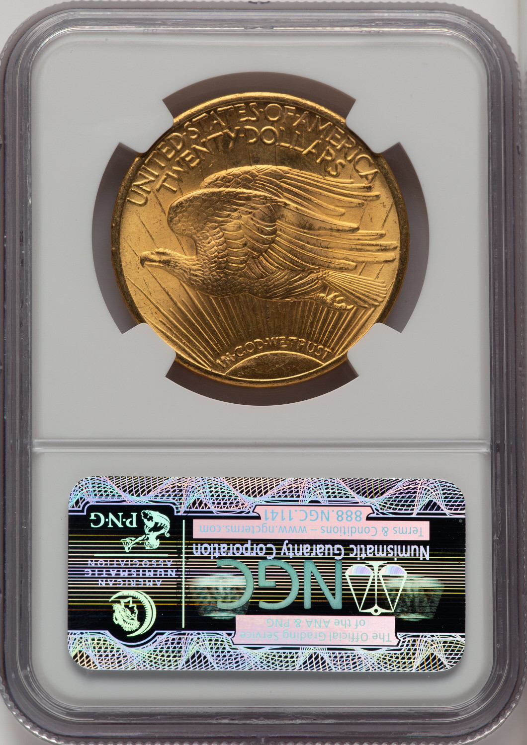 1924 $20 Saint CAC Brown Label Saint-Gaudens Double Eagle NGC MS64. Second Image