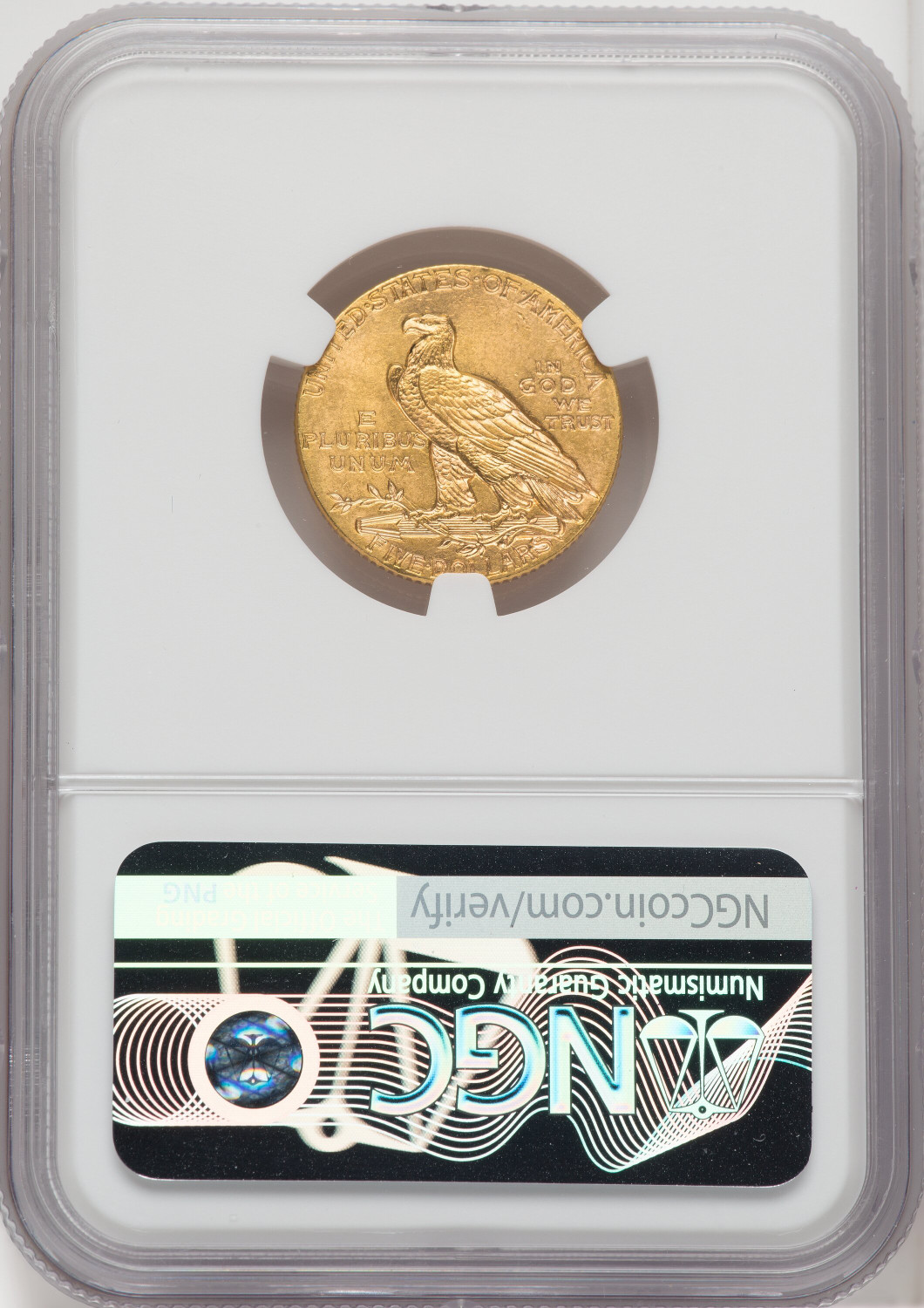 1915 $5 Indian Half Eagle NGC MS64 (763465024). Second image.