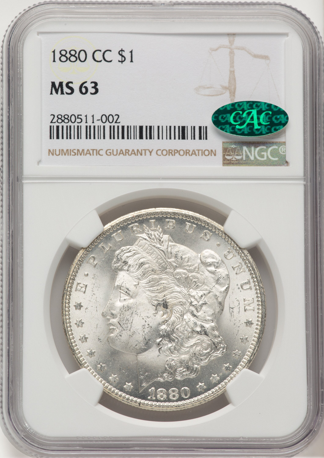 1880-CC CAC Morgan Dollar NGC MS63