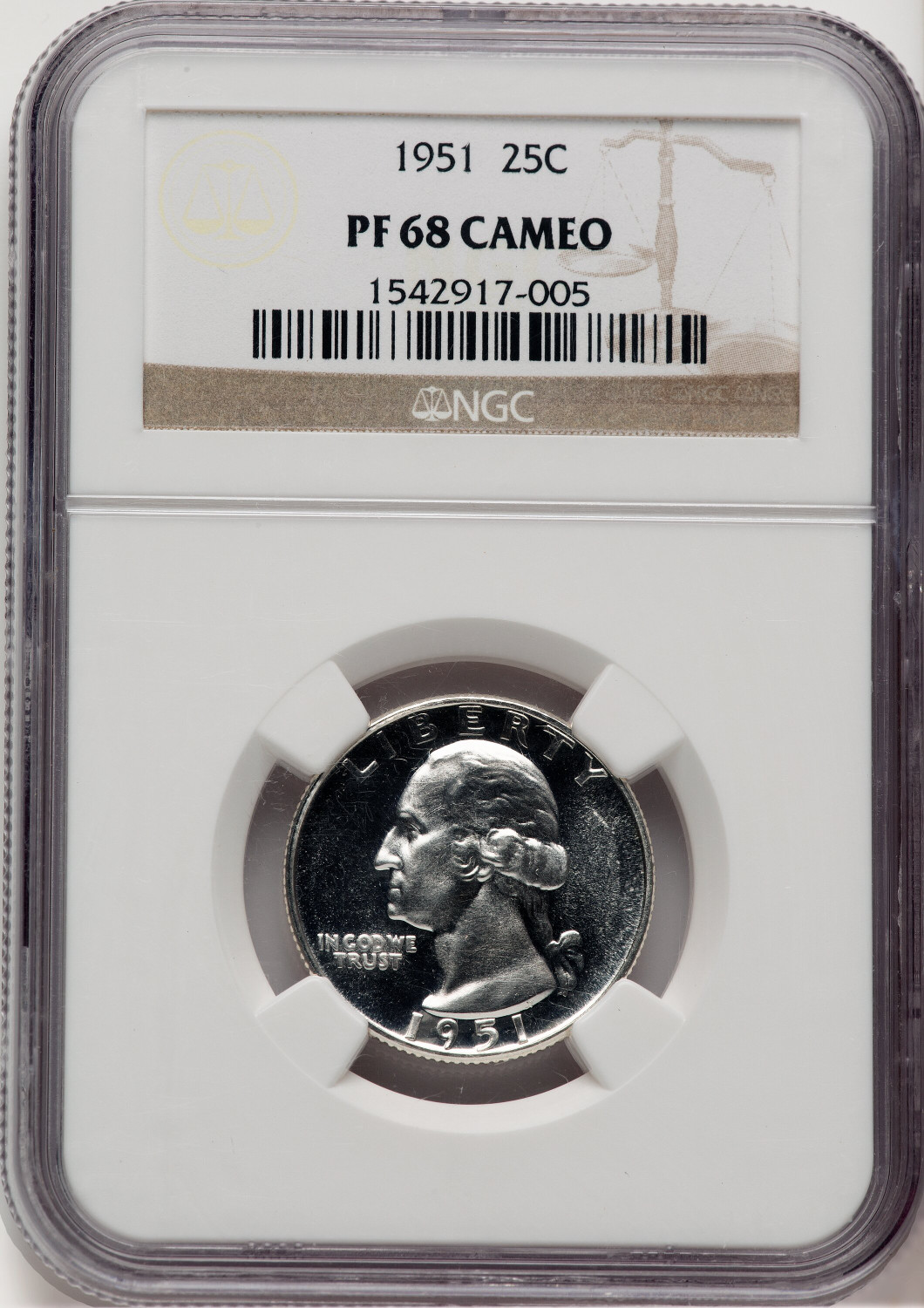 1951 25C CA Proof Washington Quarter NGC PR68 (778060002)