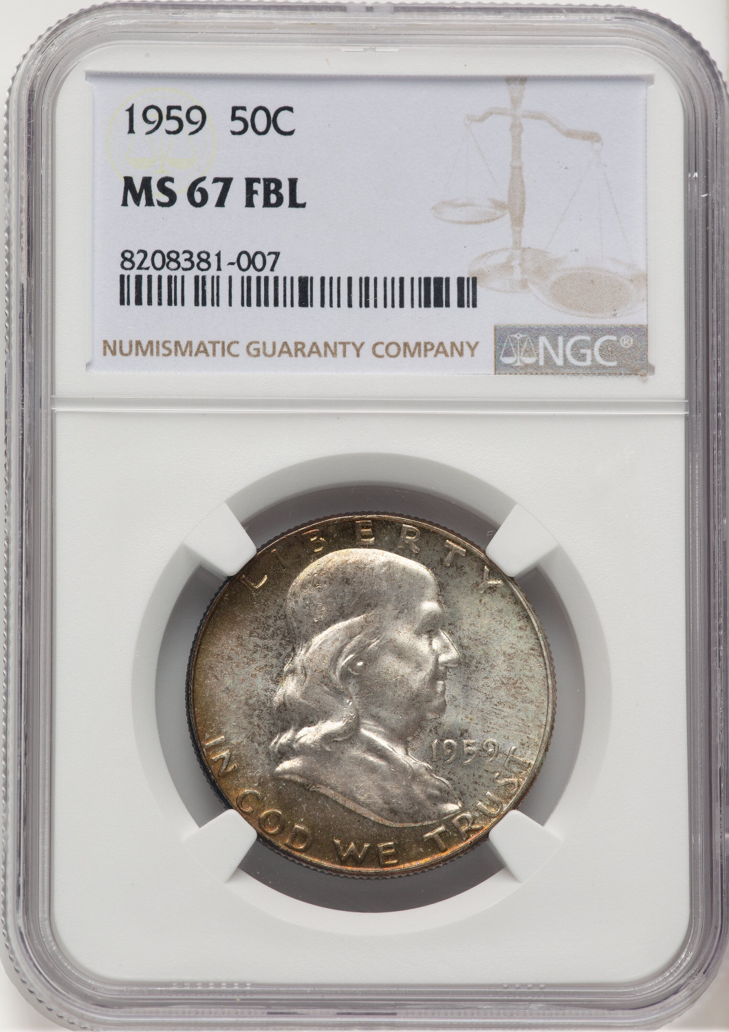 1959 50C FL Franklin Half Dollar NGC MS67 (776011010)