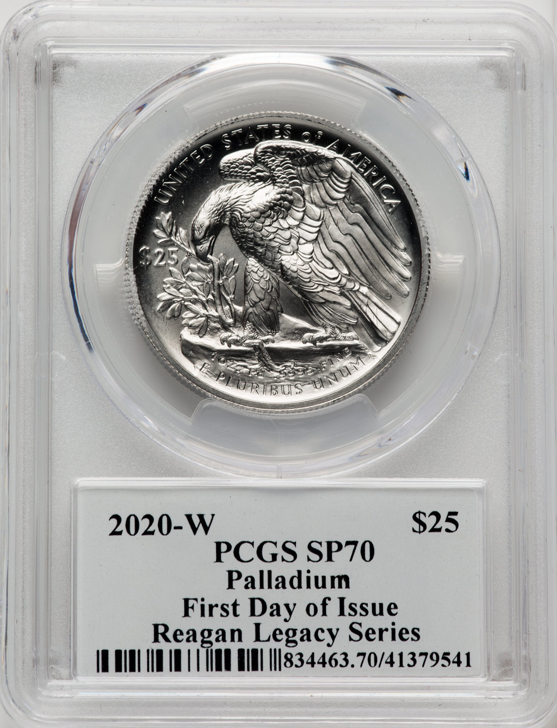 2020-W Palladium Eagle 1 oz Burnished FDI Reagan Legacy Series