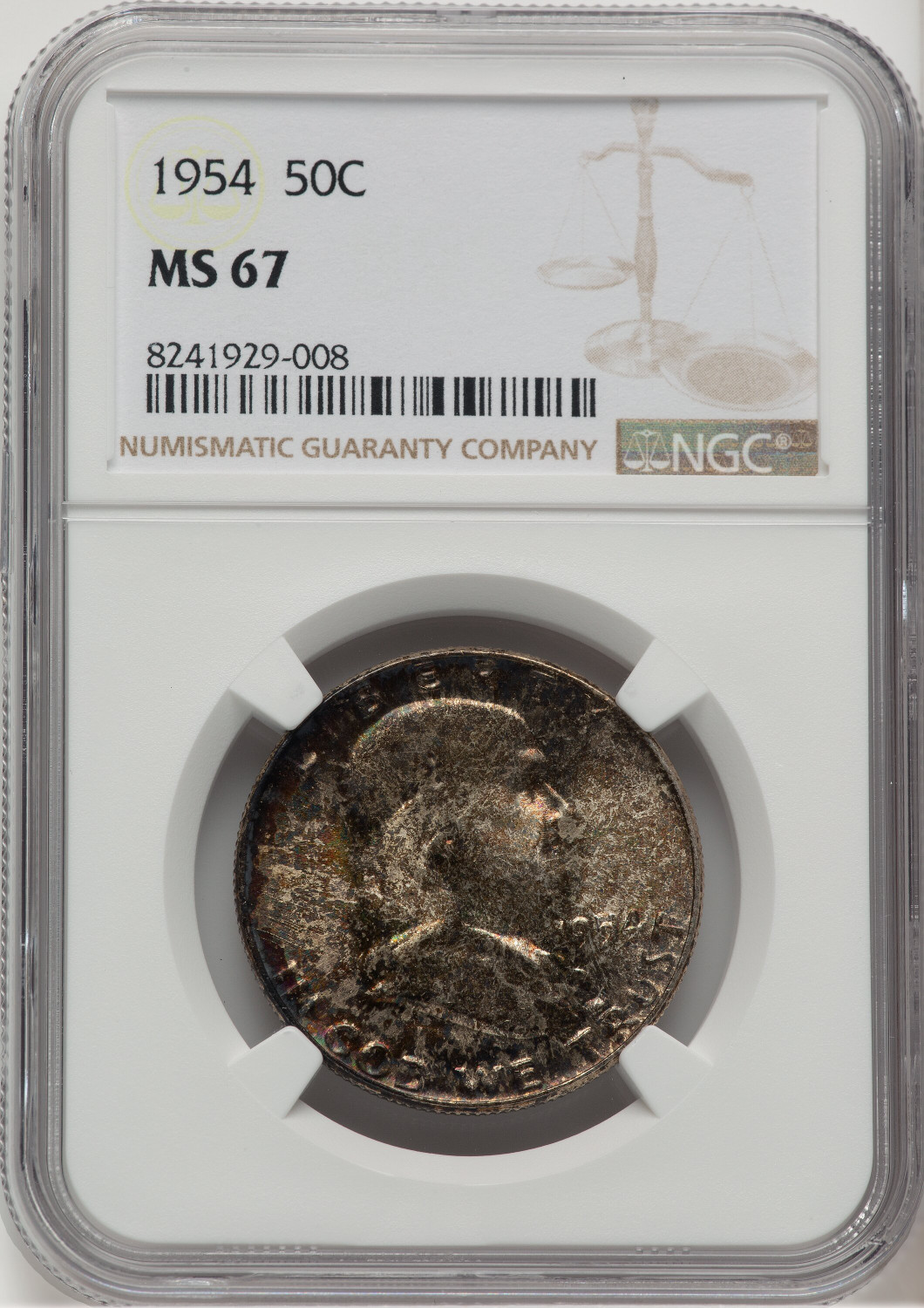 1954 50C Franklin Half Dollar NGC MS67