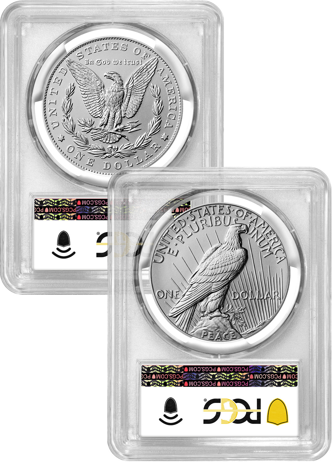 2025 Morgan and Peace Silver Dollar 2pc Set FDI PCGS MS70