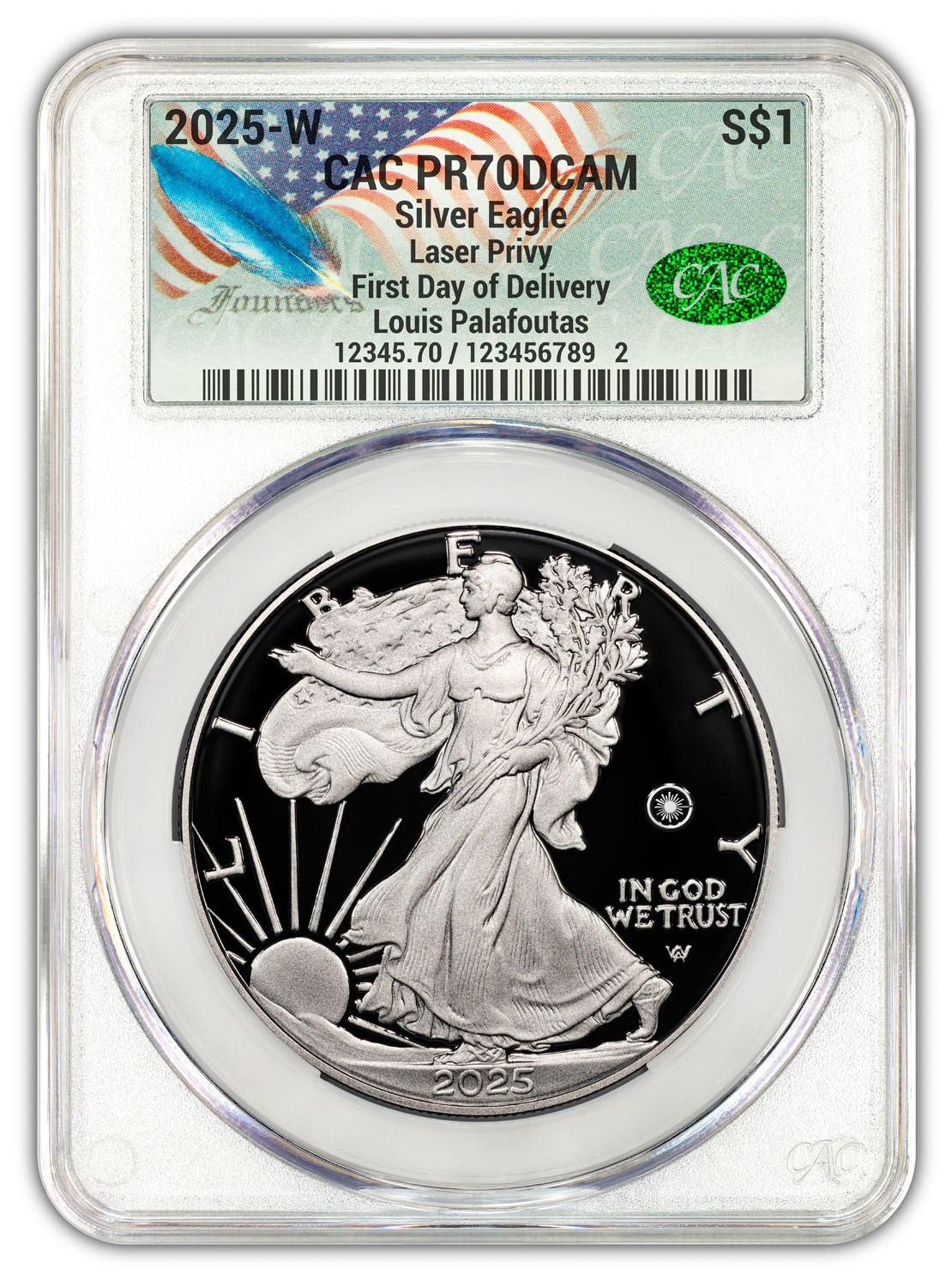 2025-W Silver Eagle Laser Engraved Privy FDD CAC PF70 | LCR Coin