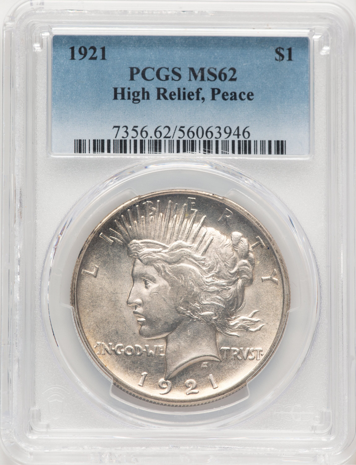 1921 Peace Dollar PCGS MS62