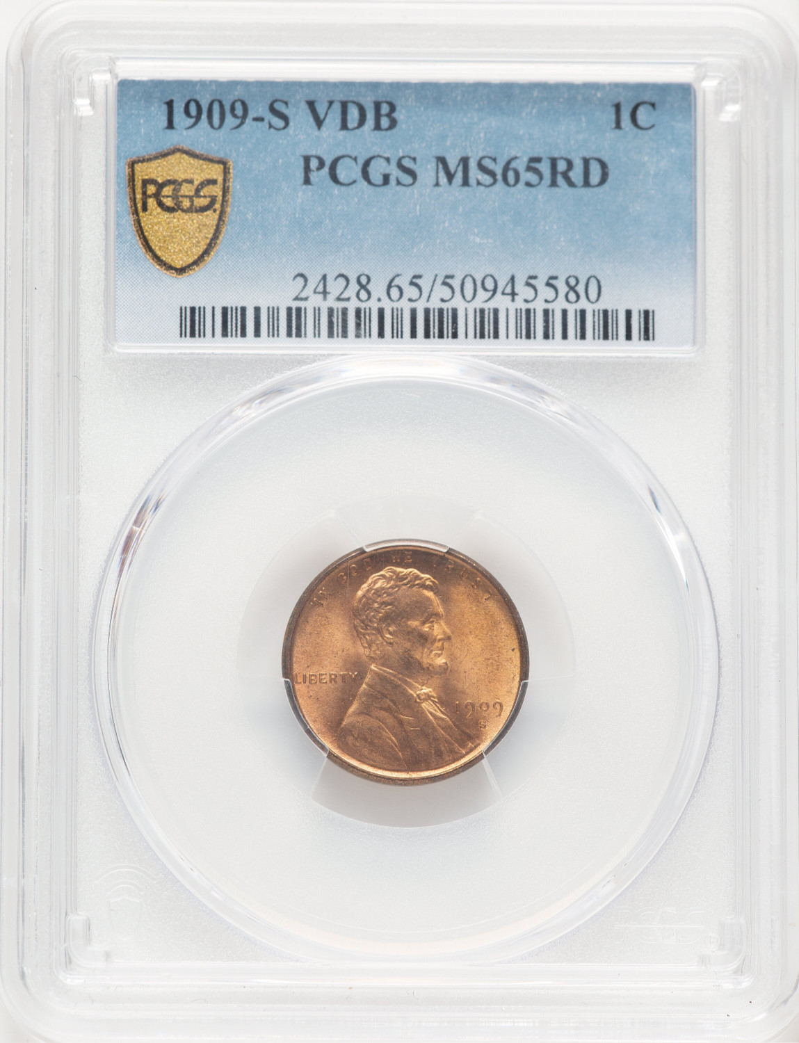 1909-S 1C VDB RD Lincoln Cent PCGS MS65 (771368002)