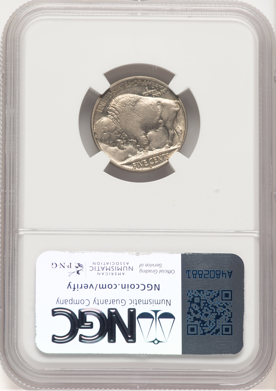 1919-S 5C Buffalo Nickel NGC AU58. Second image.