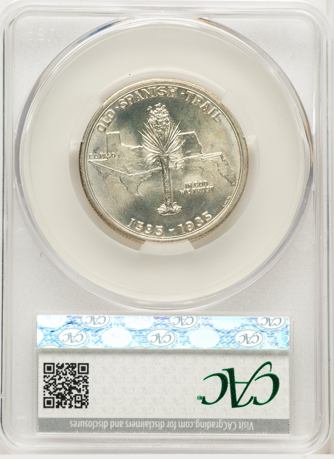 1935 50C Spanish Trail Commemorative Silver CACG MS67. Second Image