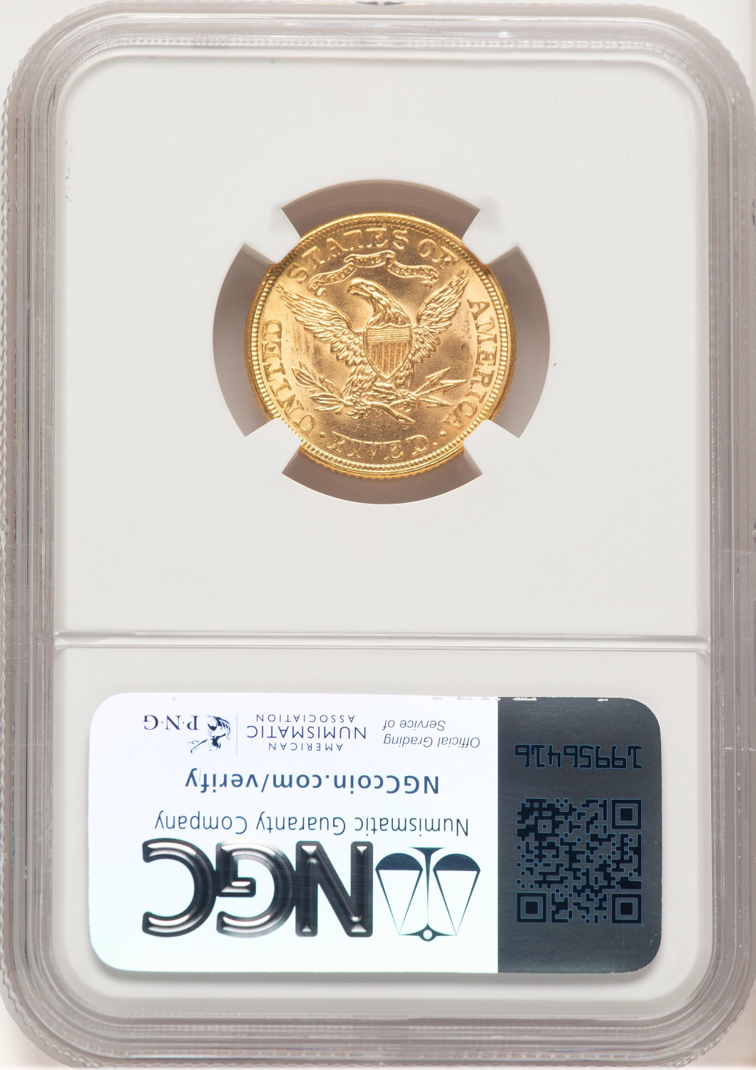 1882 $5 Liberty Half Eagle NGC MS65 (778352001). Second Image
