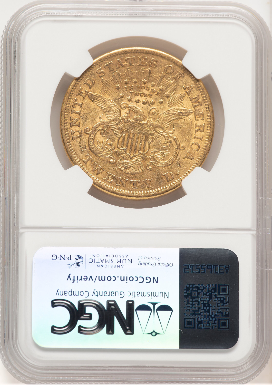 1867-S $20 Liberty Double Eagle NGC AU53 (177372006). Second Image