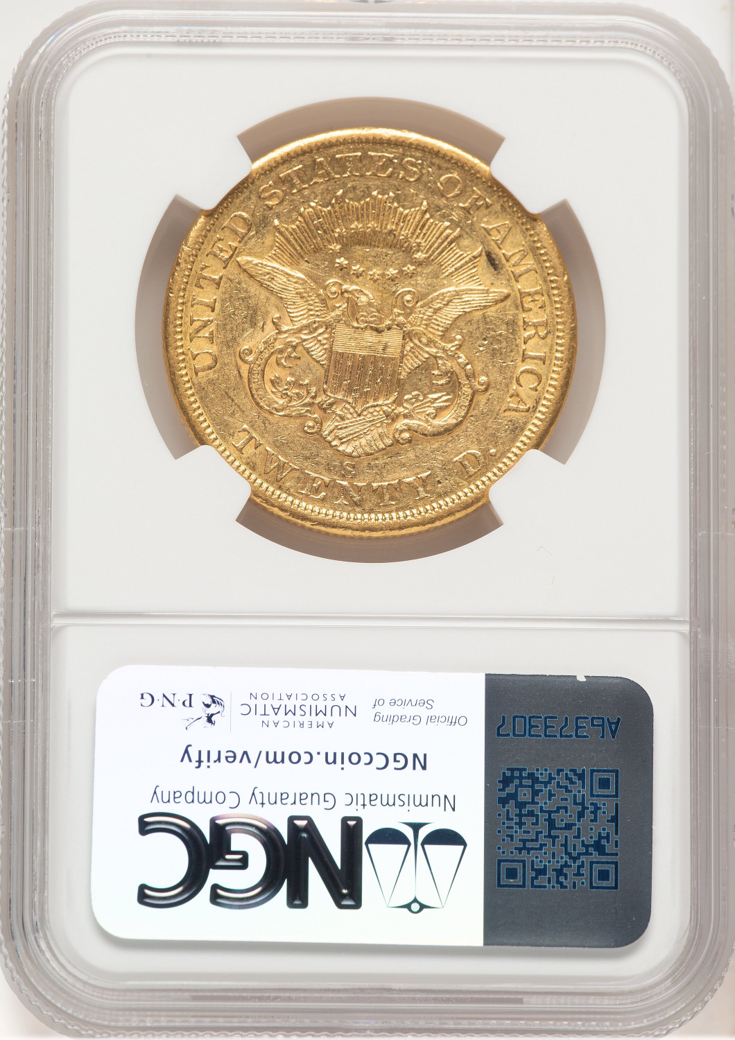 1856-S $20 Liberty Double Eagle NGC AU53 (507252018). Second Image