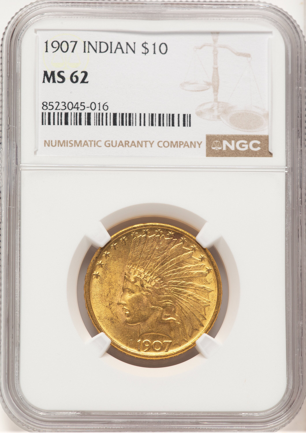 1907 $10 No Motto Indian Eagle NGC MS62 (778156004)