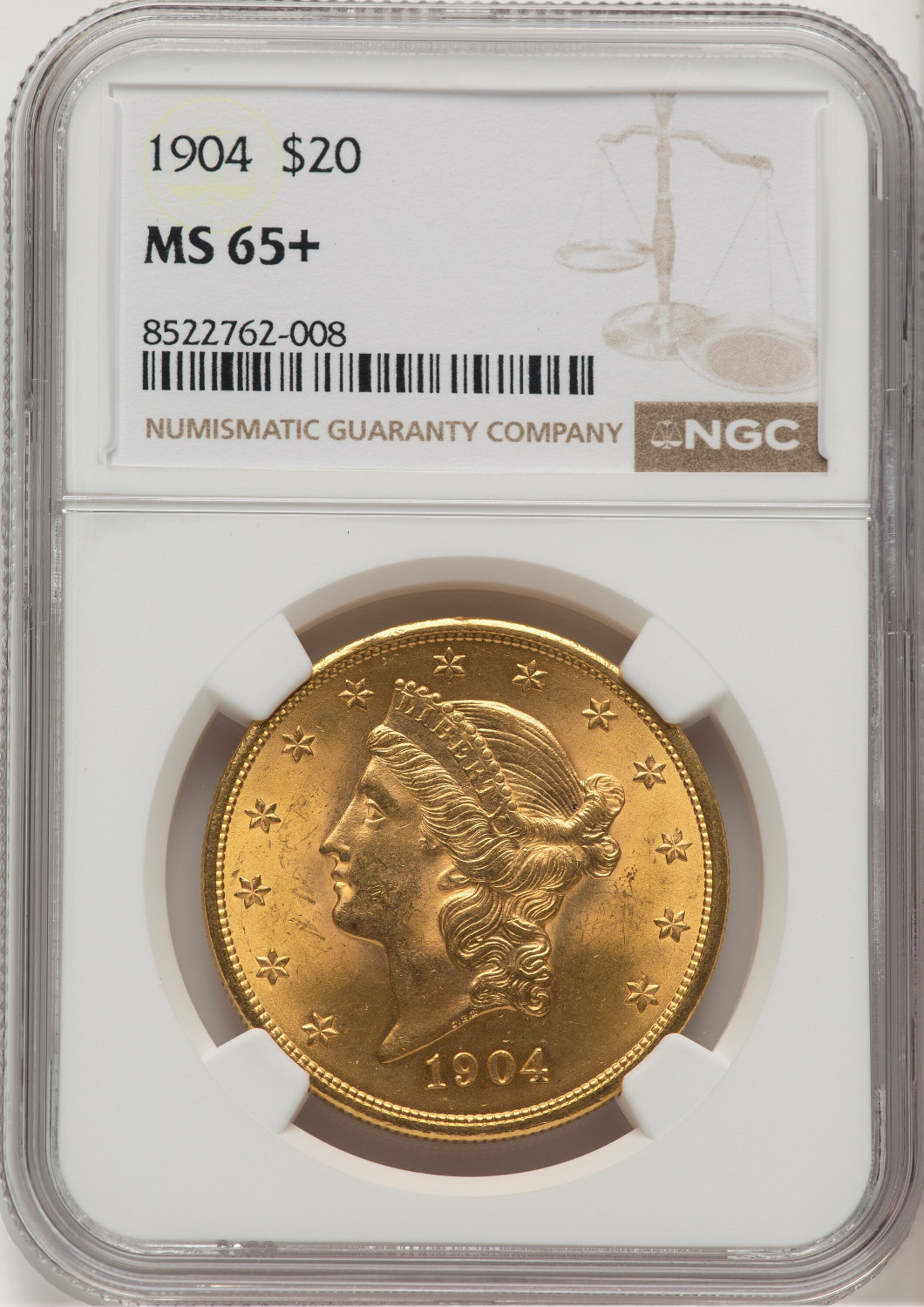 1904 $20 Liberty Liberty Double Eagle NGC MS65+ (507217006)