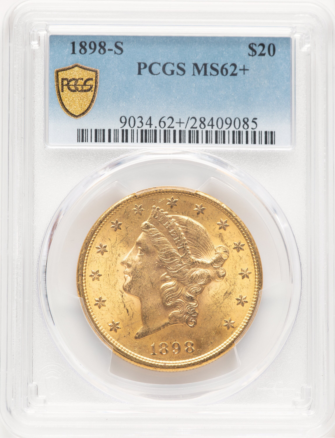 1898-S $20 Blue Gradient Liberty Double Eagle PCGS MS62+