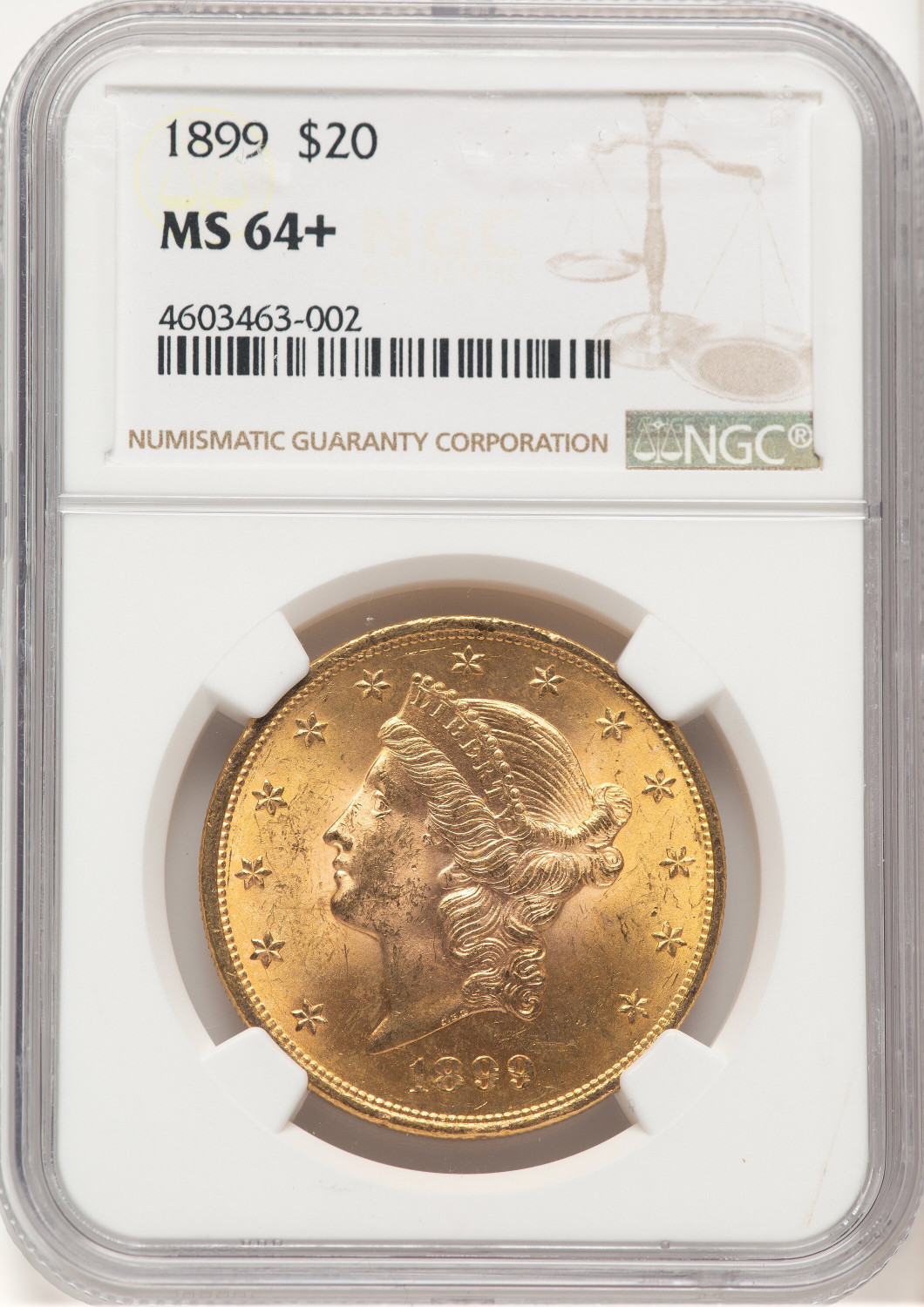 1899 $20 Liberty Double Eagle NGC MS64+