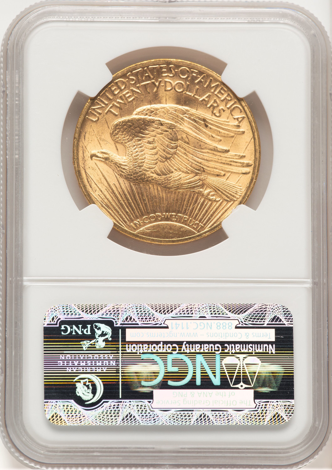 1923 $20 Saint-Gaudens Double Eagle NGC MS64+. Second image.