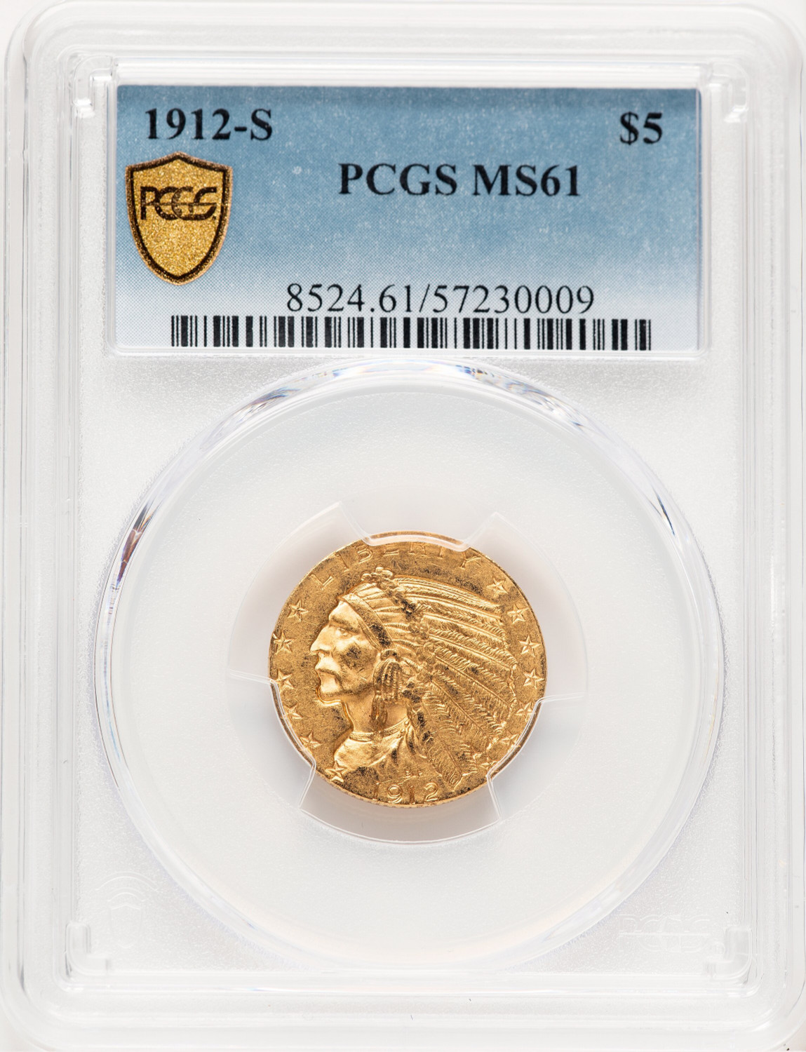 1912-S $5 Indian Half Eagle PCGS MS61 (778950014)