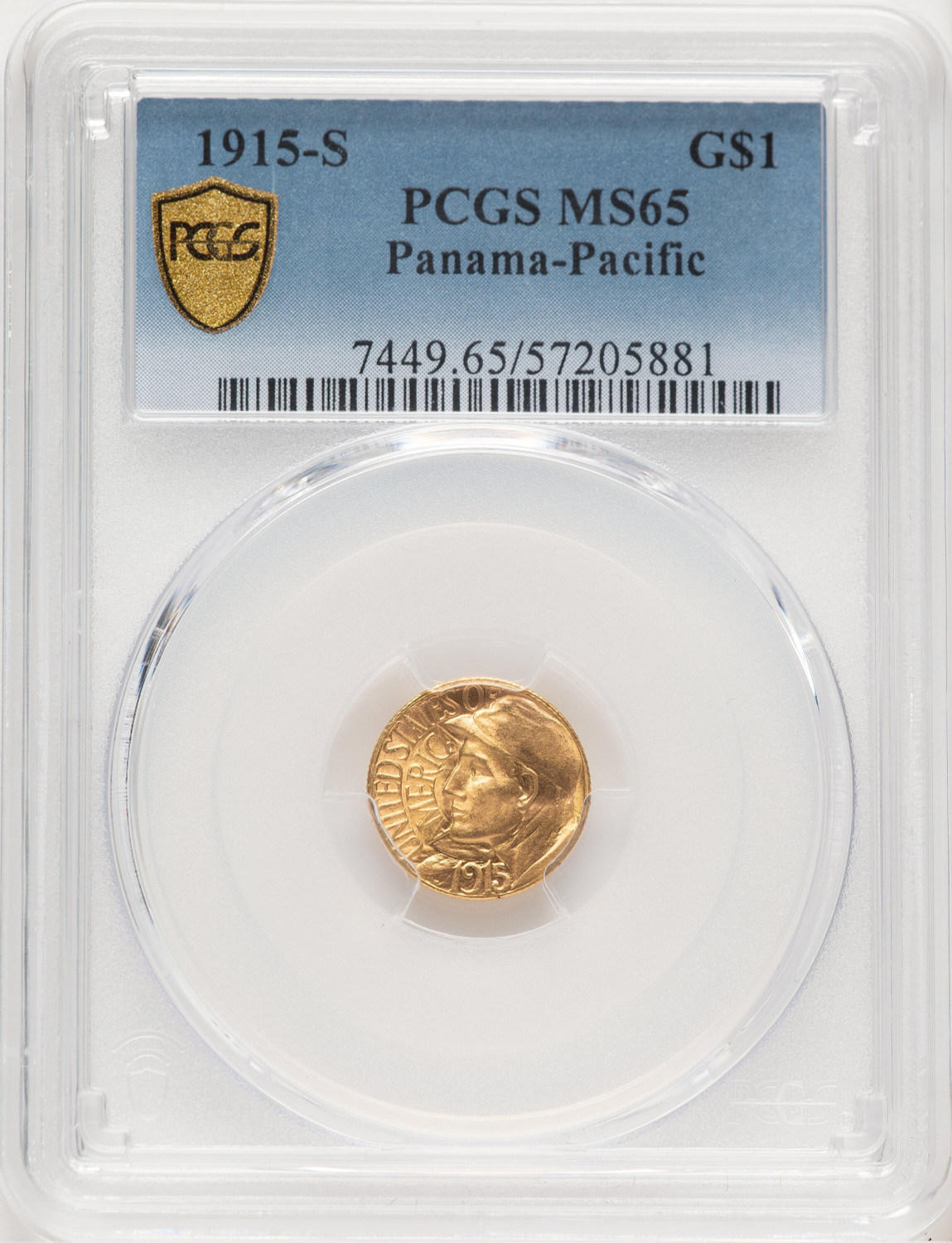 1915-S G$1 PAN-PAC Gold Dollar Commemorative Gold PCGS MS65 (776661030)