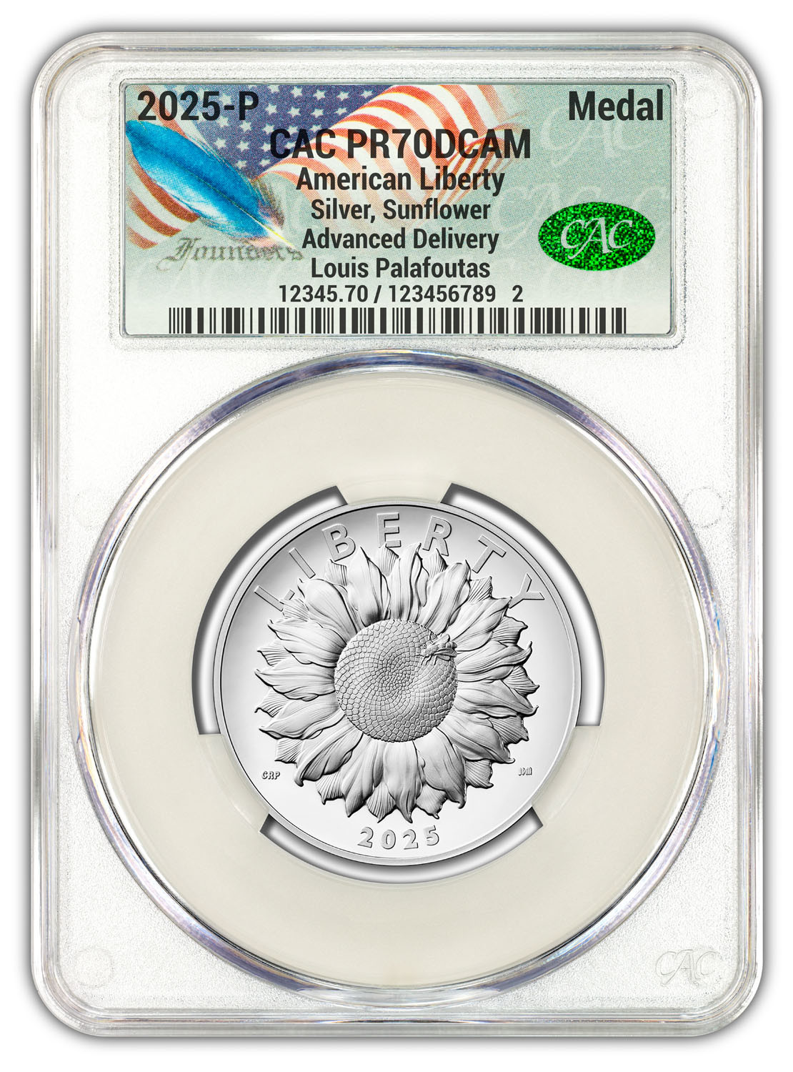 2025-P American Liberty Series Silver Medal AD CACG PR70 Founders