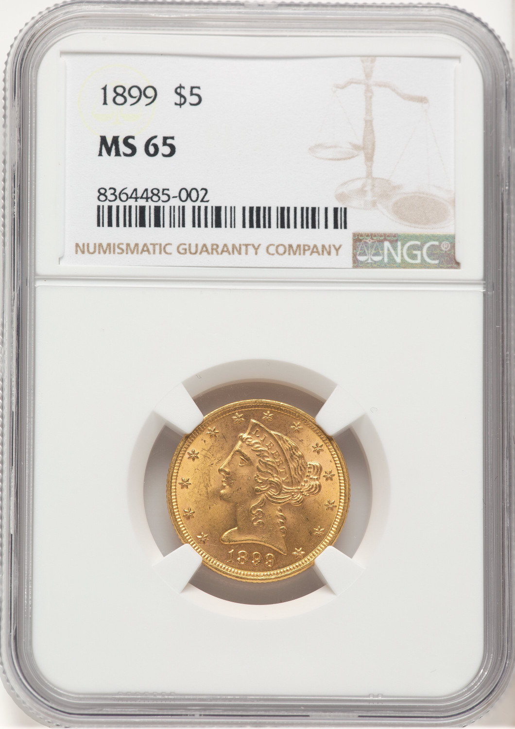 1899 $5 Liberty Half Eagle NGC MS65 (177388105)