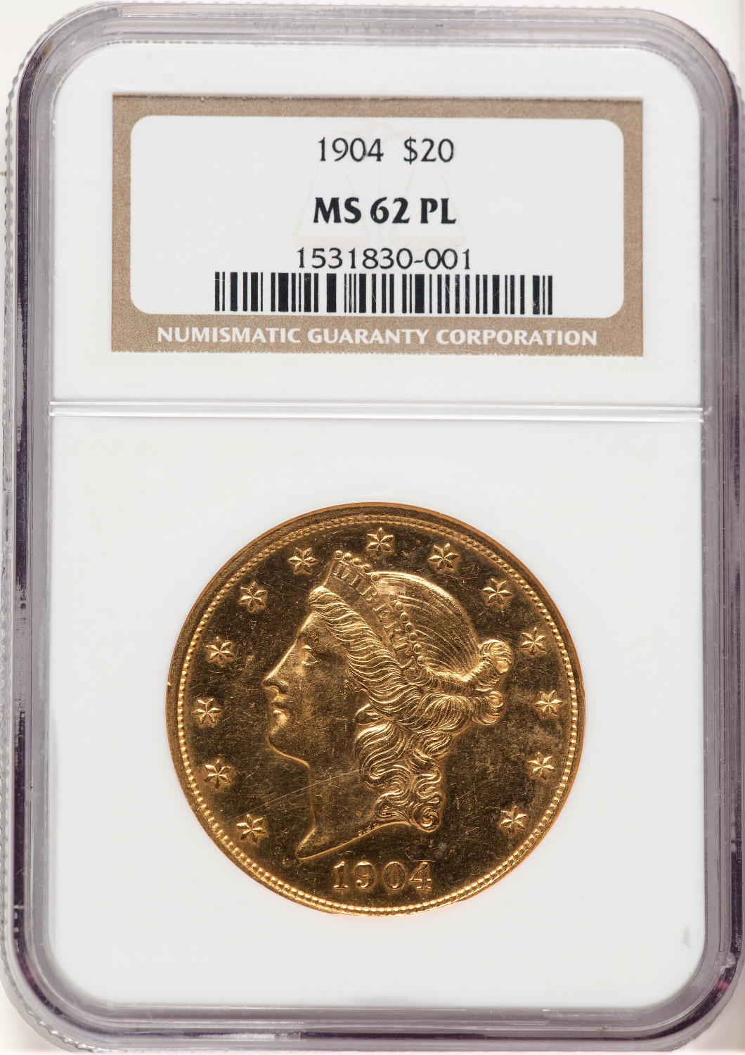 1904 $20 PL Liberty Double Eagle NGC MS62