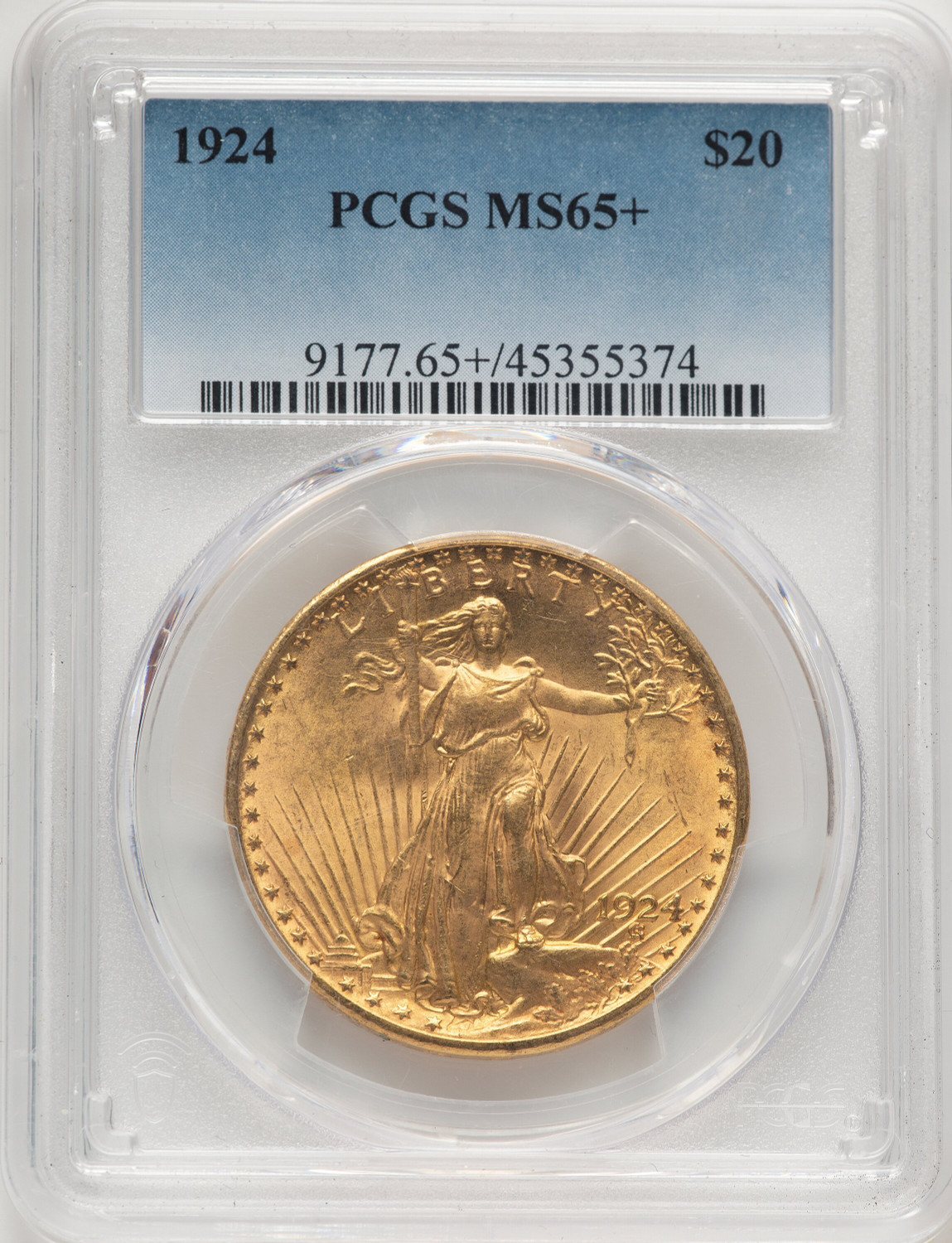 1924 $20 Saint Saint-Gaudens Double Eagle PCGS MS65+ (507297004)