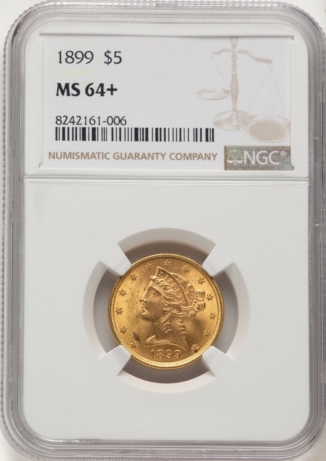 1899 $5 Liberty Half Eagle NGC MS64+