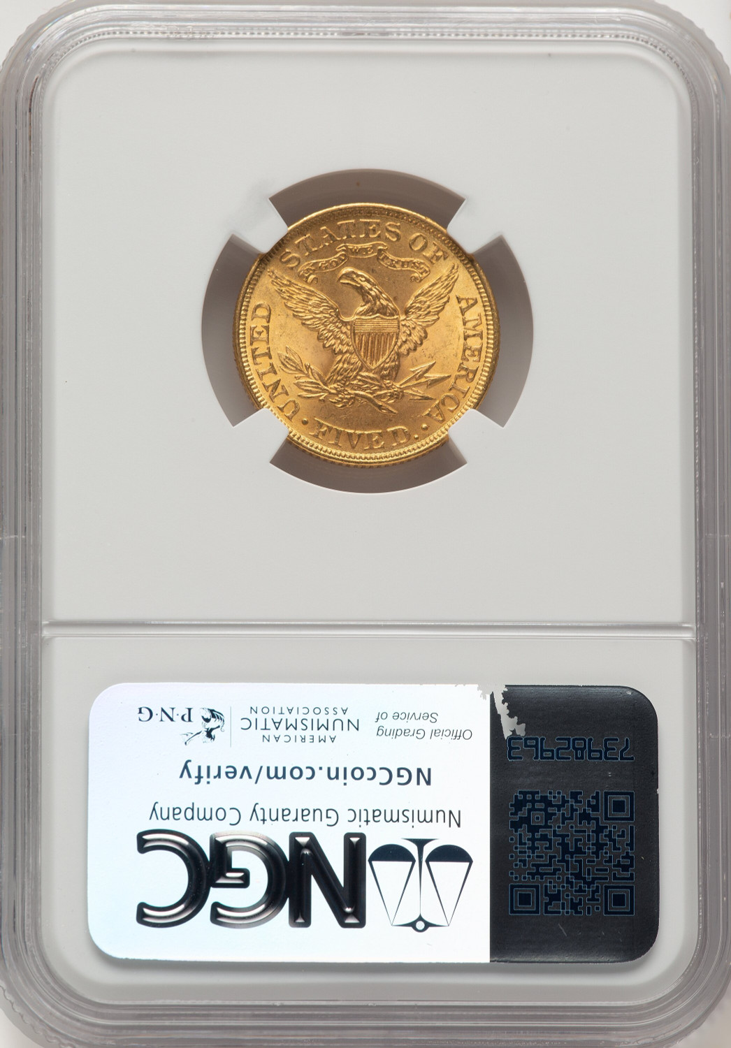 1899 $5 Liberty Half Eagle NGC MS64+. Second Image