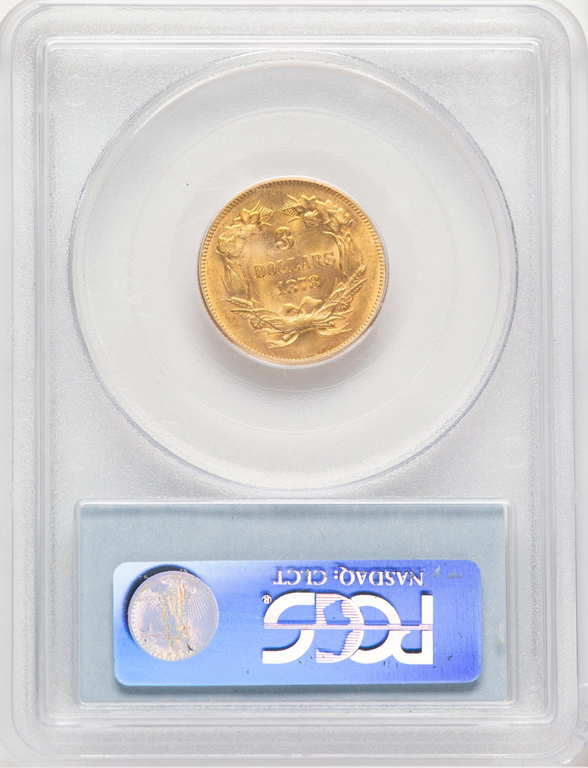 1878 $3 Three Dollar Gold Pieces PCGS MS63 (778240002). Second Image