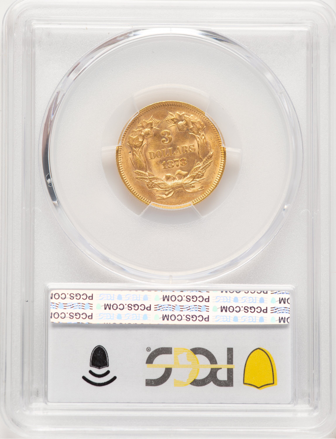 1878 $3 Three Dollar Gold Pieces PCGS MS63 (778352003). Second Image