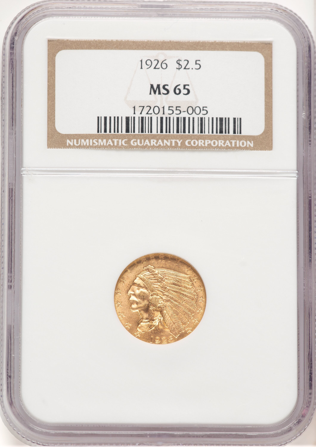 1926 $2.50 Indian Quarter Eagle NGC MS65 (778957003)