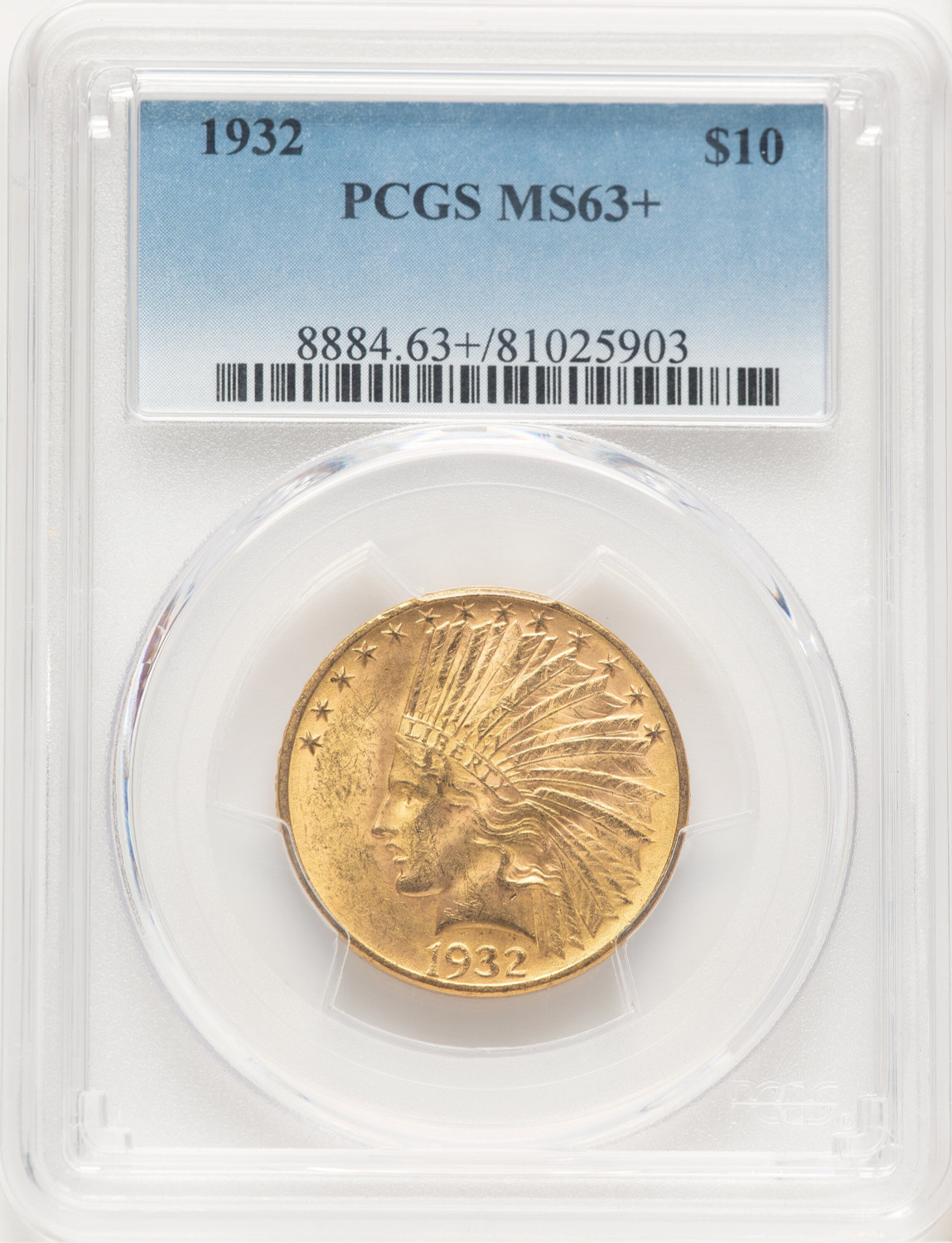1932 $10 Indian Eagle PCGS MS63+