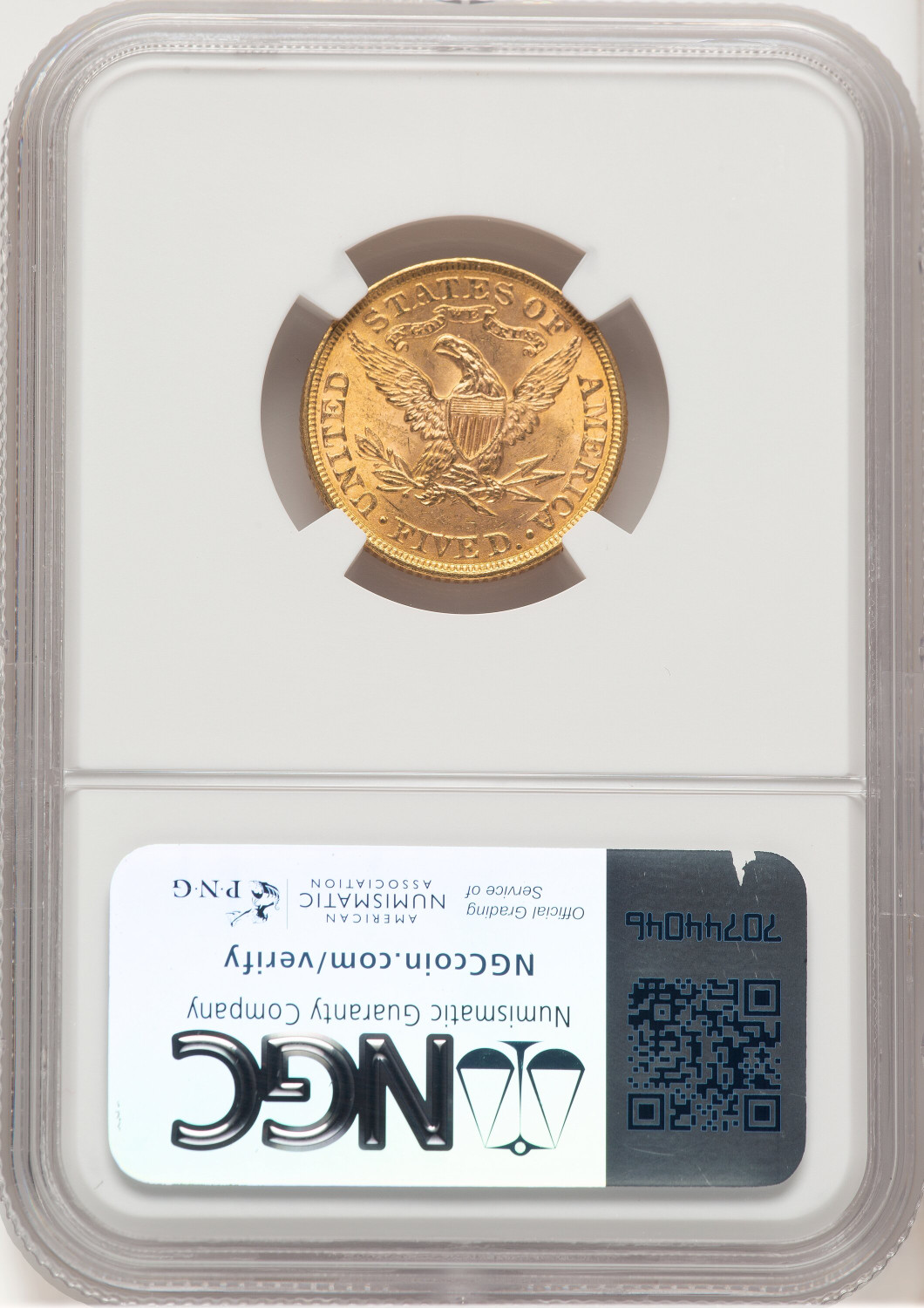 1899 $5 Liberty Half Eagle NGC MS65 (779570004). Second Image