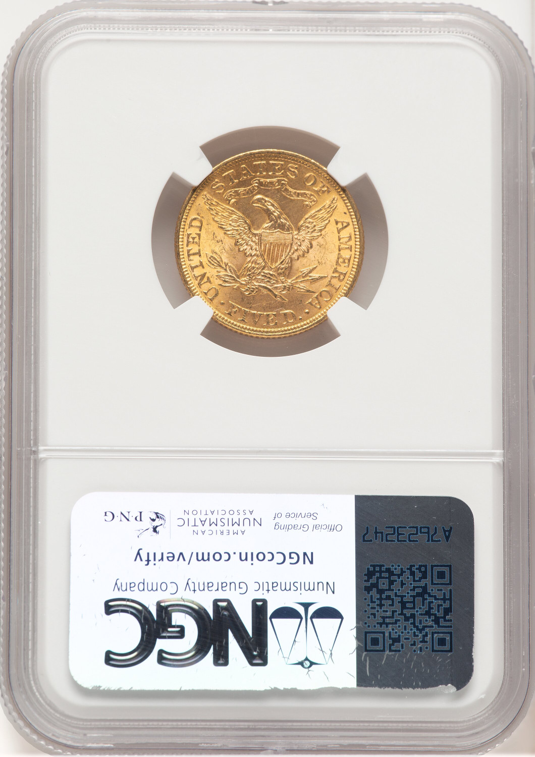1899 $5 Liberty Half Eagle NGC MS65 (779570006). Second Image