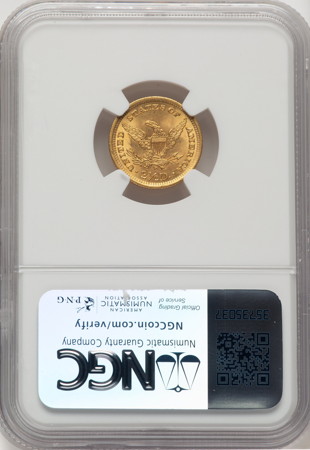 1901 $2.50 Liberty Quarter Eagle NGC MS64+. Second Image
