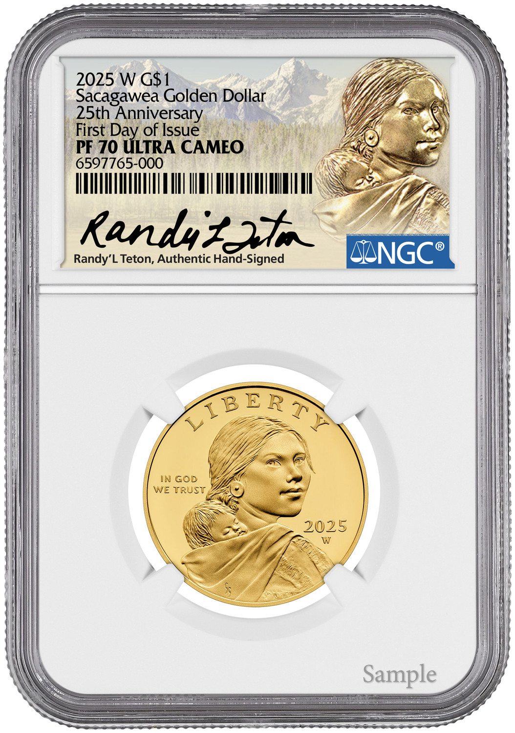 2025-W Sacagawea 25th Anniversary Gold Dollar FDI NGC PF70 Randy L