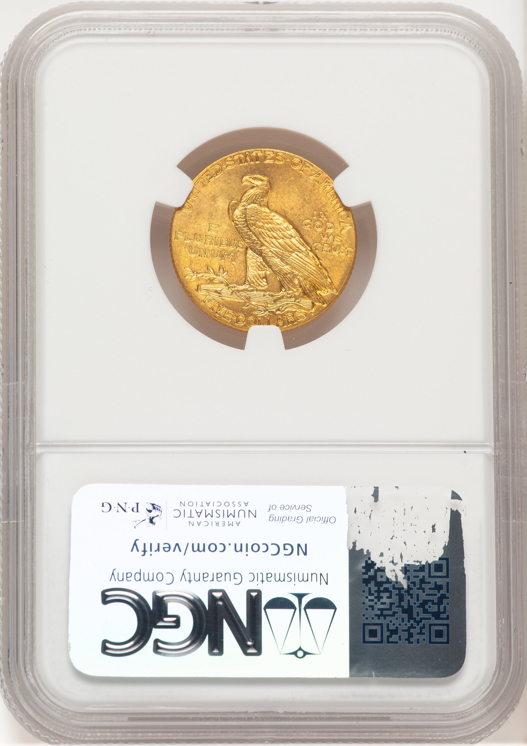 1913 $5 Indian Half Eagle NGC MS64+. Second Image