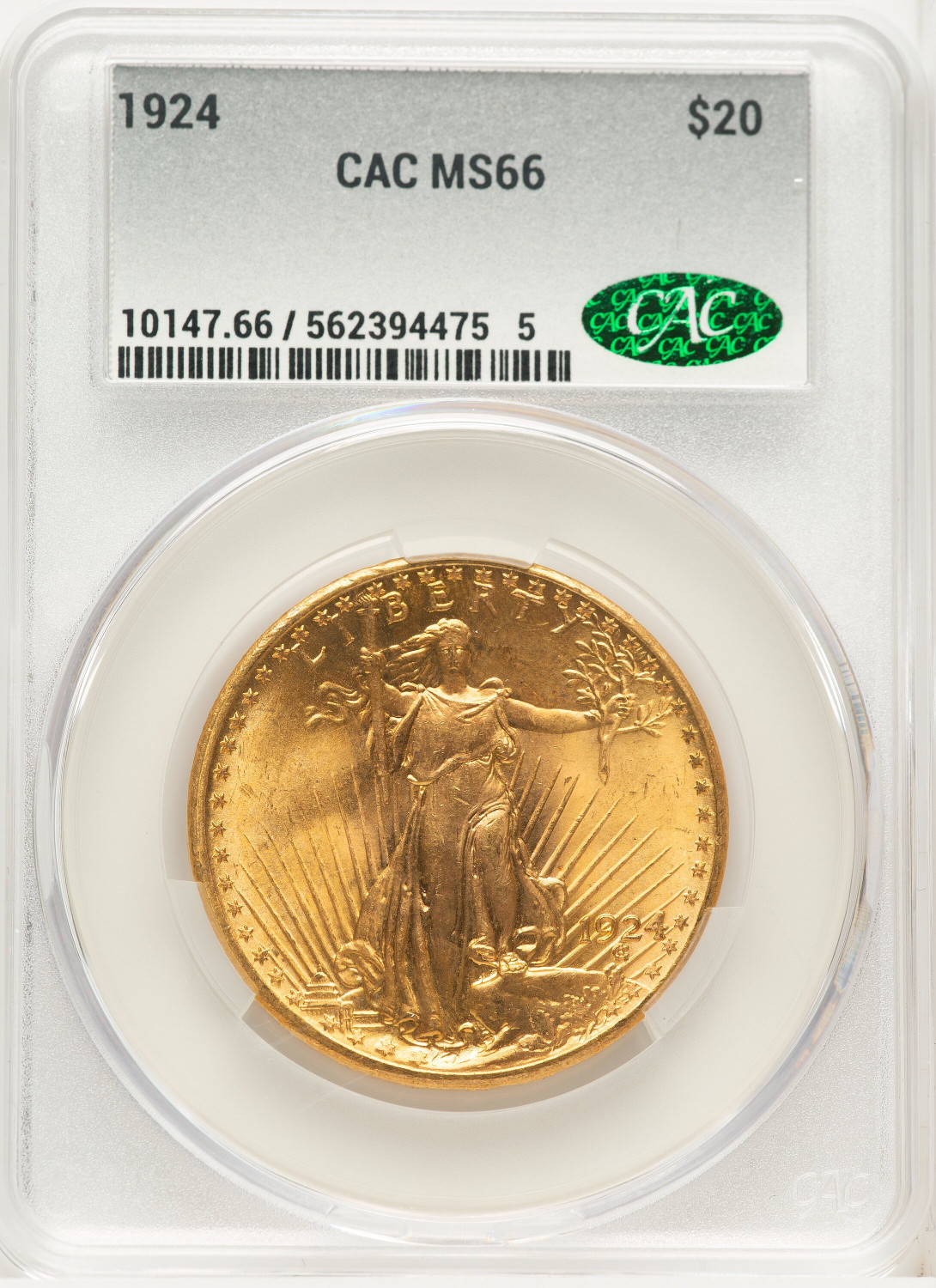 1924 $20 Saint Saint-Gaudens Double Eagle CACG MS66