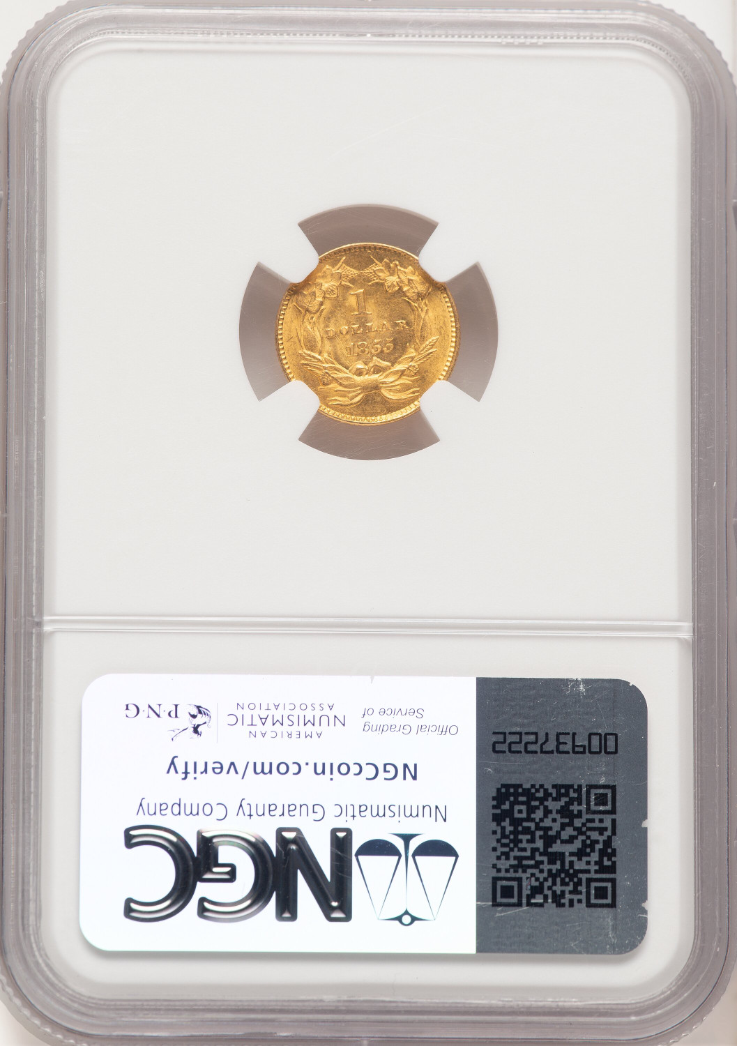 1855 G$1 Type Two Gold Dollar NGC MS64+. Second Image