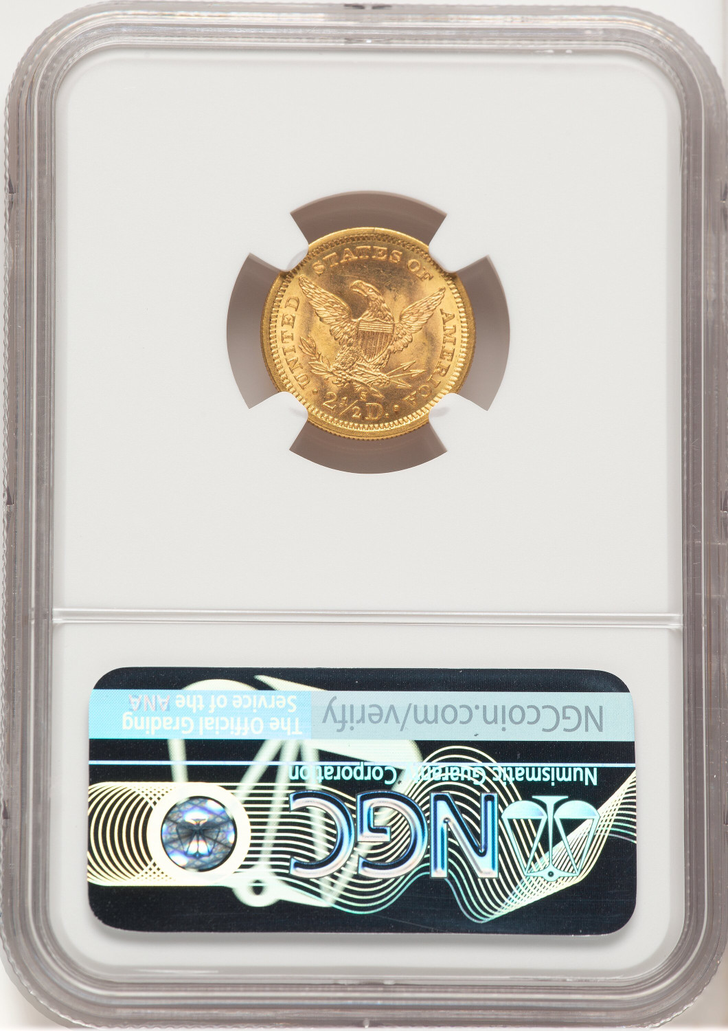 1877-S $2.50 Liberty Quarter Eagle NGC MS65. Second Image