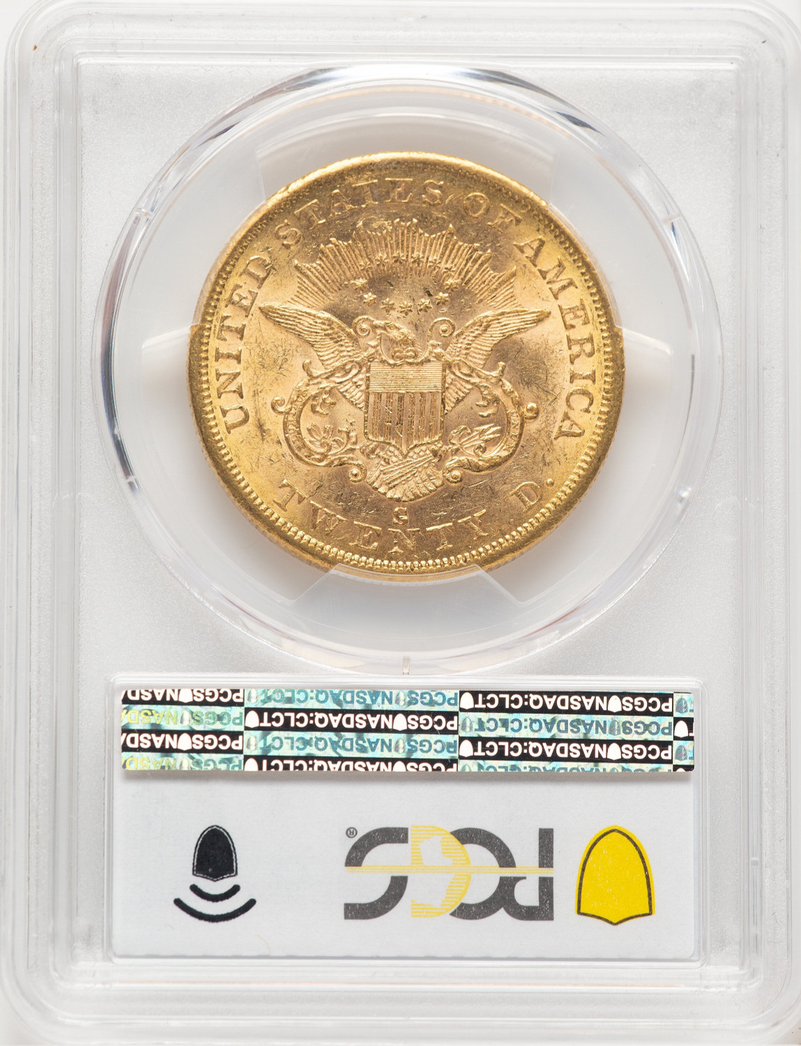 1855-S $20 Liberty Double Eagle PCGS AU58 (779331013). Second Image