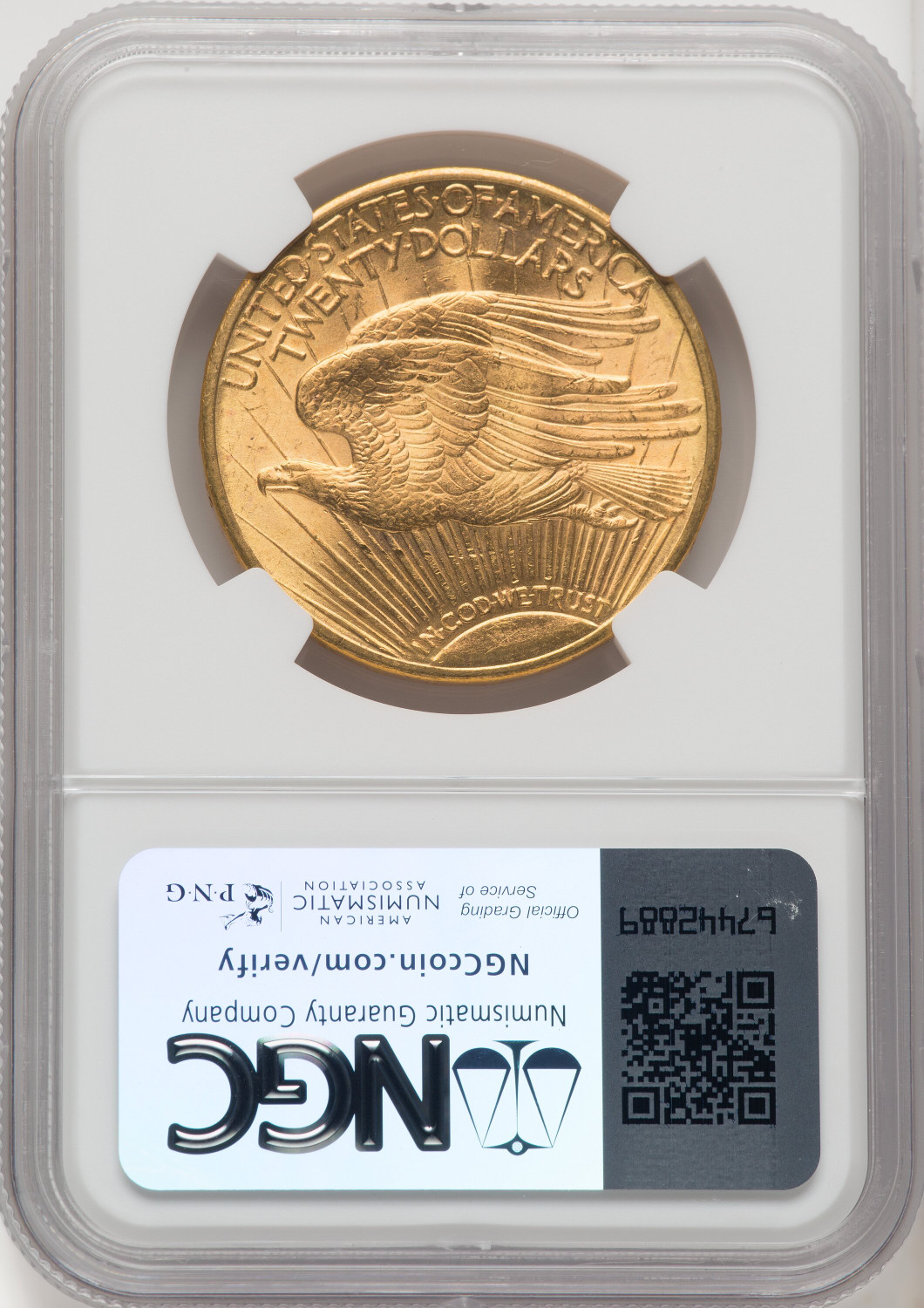 1920 $20 Saint-Gaudens Double Eagle NGC MS64 (770720015). Second image.