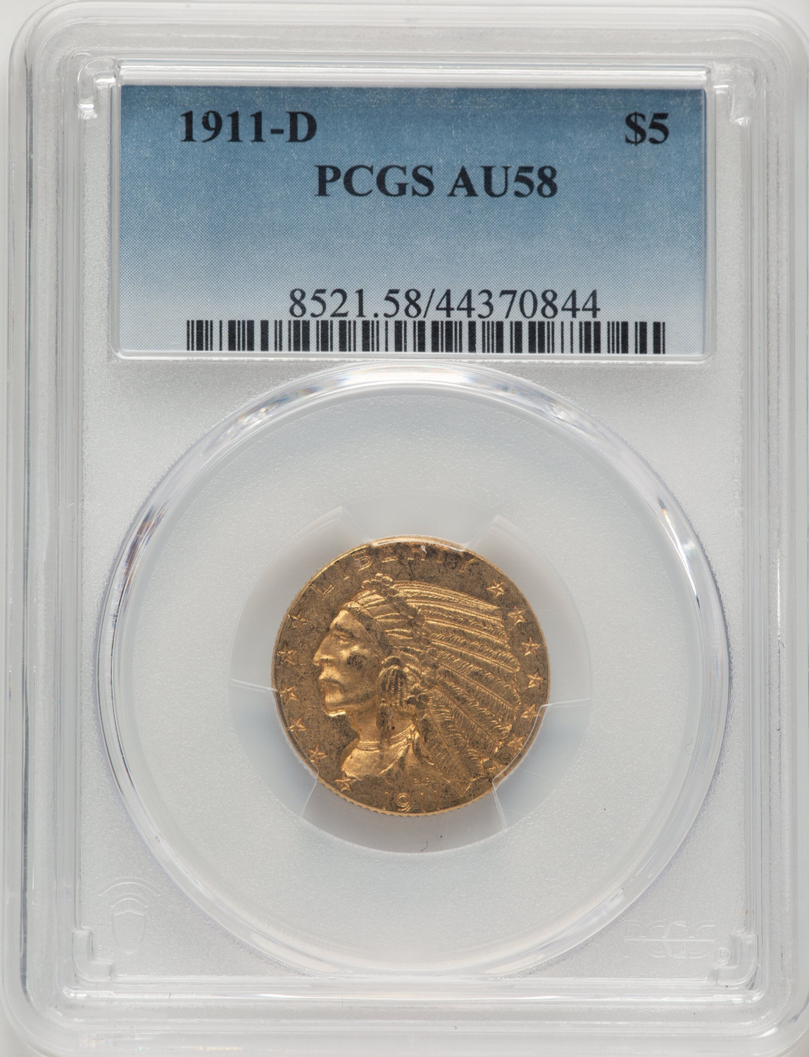 1911-D $5 Indian Half Eagle PCGS AU58 (521316034)