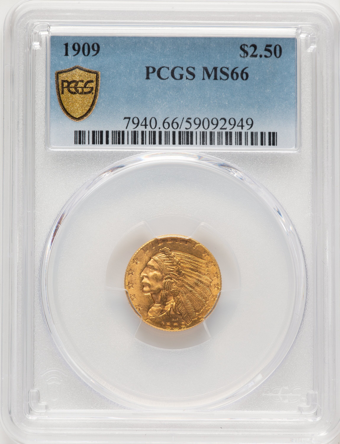1909 $2.50 Indian Quarter Eagle PCGS MS66